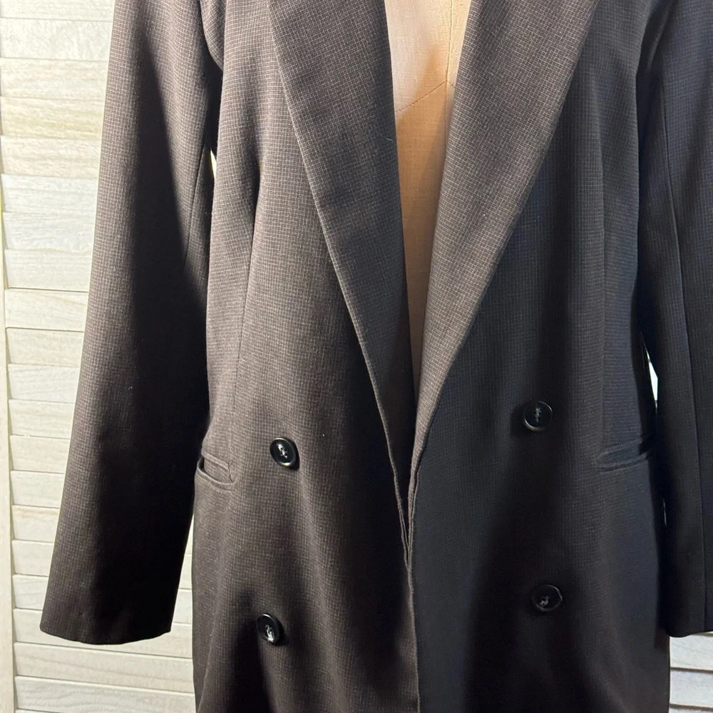 Rachel Zoe Double Breasted Blazer Brown Tailored Office Chic Jacket Size M - Picture 9 of 12